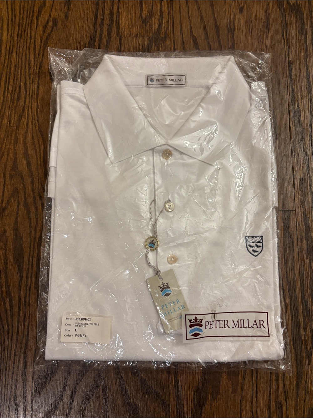 Peter Millar White Men’s Polo with Embroidered Crest